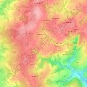 Carte topographique La Haye, altitude, relief