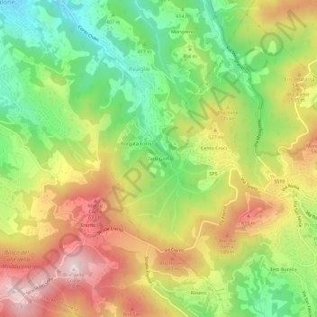 Carte topographique Tetti Goffi, altitude, relief