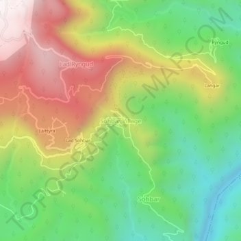 Carte topographique Sohbar Village, altitude, relief