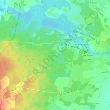 Carte topographique Malcombe, altitude, relief