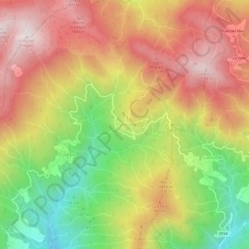 Carte topographique Pontito, altitude, relief