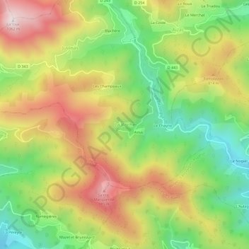 Carte topographique La Roche, altitude, relief