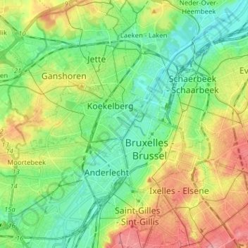 Carte topographique Molenbeek-Saint-Jean, altitude, relief