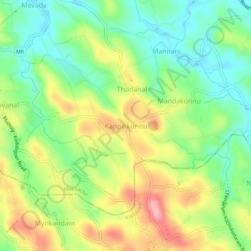 Carte topographique Kappilikunnu, altitude, relief