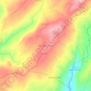 Carte topographique Quinta das Lameiras, altitude, relief