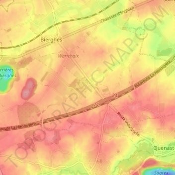Carte topographique Wisbecq, altitude, relief