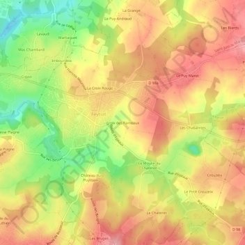 Carte topographique Croix des Rameaux, altitude, relief