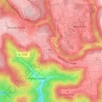 Carte topographique Haghof, altitude, relief