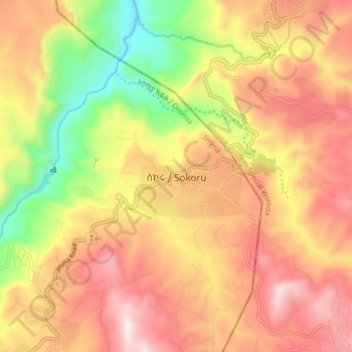 Carte topographique Sokoru, altitude, relief
