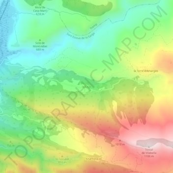 Carte topographique la Clua, altitude, relief