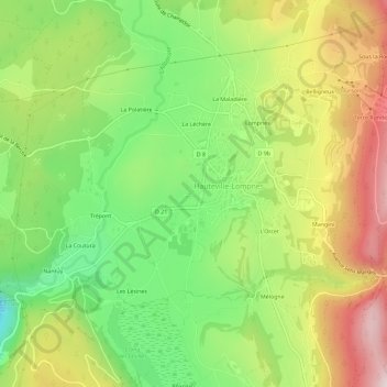 Carte topographique Barbois, altitude, relief