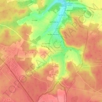 Carte topographique Le Bourg, altitude, relief