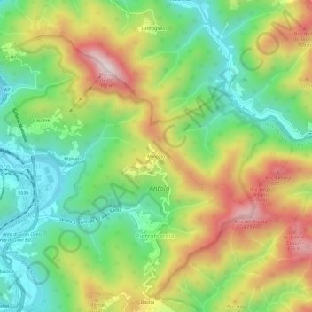 Carte topographique Minceto, altitude, relief