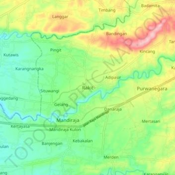 Carte topographique Rakit, altitude, relief