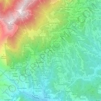 Carte topographique Sella, altitude, relief