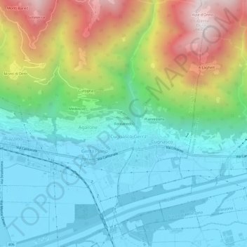 Carte topographique Fontanedo, altitude, relief