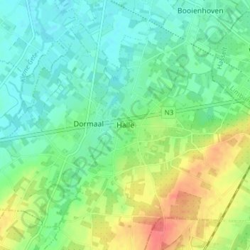 Carte topographique Halle, altitude, relief