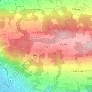 Carte topographique Stelzenhof, altitude, relief