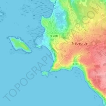 Carte topographique Traou Meur, altitude, relief