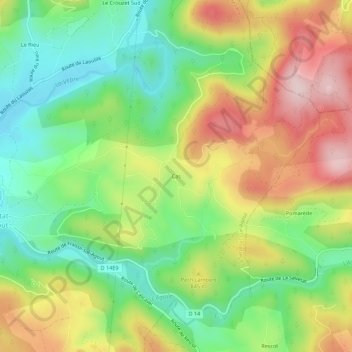 Carte topographique Cas, altitude, relief
