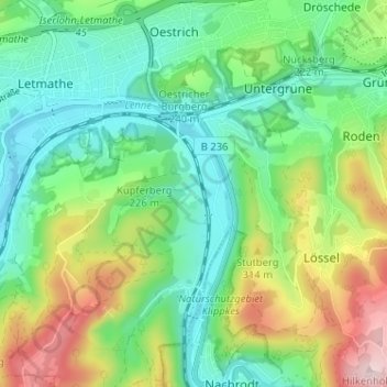Carte topographique Stenglingsen, altitude, relief