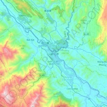 Carte topographique Lào Cai, altitude, relief