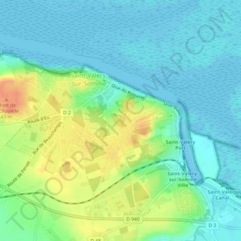 Carte topographique Butte des Moulins, altitude, relief