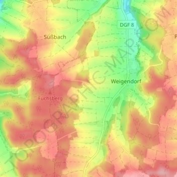 Carte topographique Staudach, altitude, relief