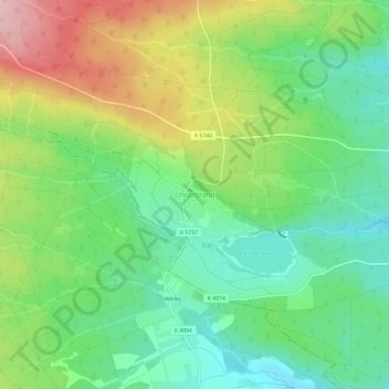 Carte topographique Unterbränd, altitude, relief