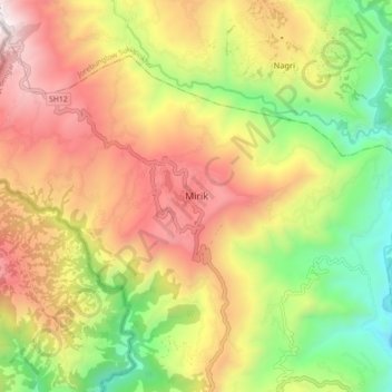 Carte topographique Mirik, altitude, relief