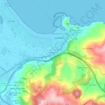 Carte topographique Las Casillas, altitude, relief