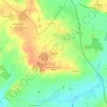 Carte topographique Treillebois, altitude, relief
