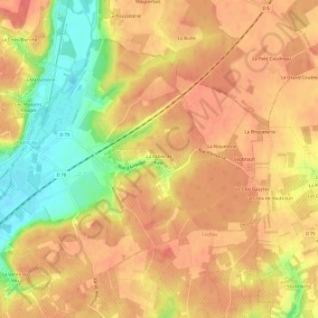Carte topographique La Vallée de Raye, altitude, relief