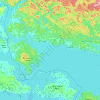 Carte topographique Cedar Island, altitude, relief