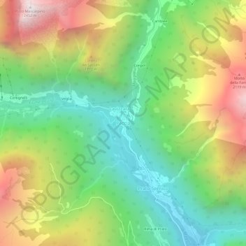 Carte topographique Peccia, altitude, relief