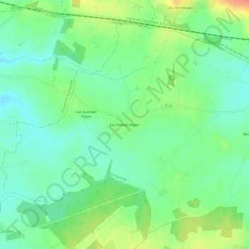 Carte topographique Les Petites Hayes, altitude, relief