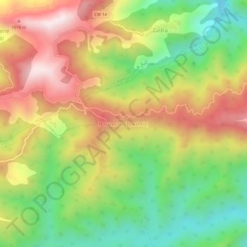 Carte topographique Bouzerou (Bouhriz), altitude, relief
