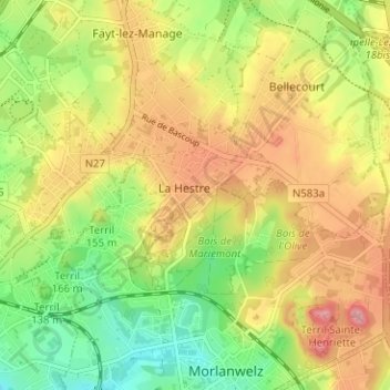 Carte topographique Carondelet, altitude, relief