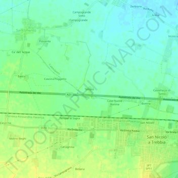 Carte topographique Tempio, altitude, relief