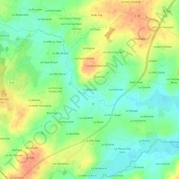Carte topographique La Bottrais, altitude, relief