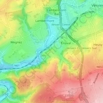 Carte topographique Sur Gérardhé, altitude, relief