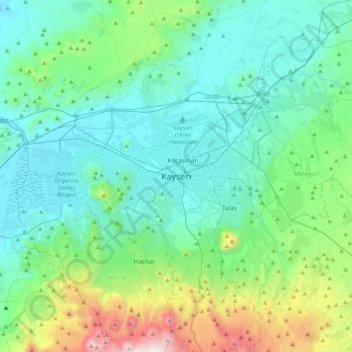 Carte topographique Kayseri, altitude, relief