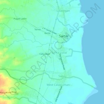 Carte topographique Bubuyog, altitude, relief