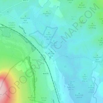 Carte topographique Hunter Hill, altitude, relief