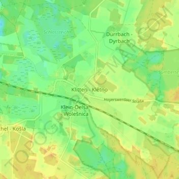 Carte topographique Klitten, altitude, relief