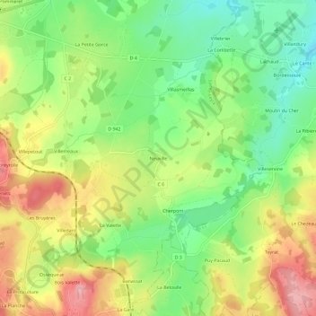 Carte topographique Neuville, altitude, relief