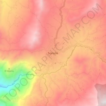 Carte topographique Sonsón, altitude, relief