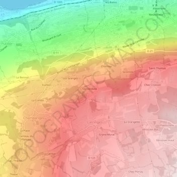 Carte topographique Chez Desbois, altitude, relief