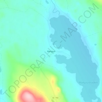 Carte topographique Manjaur, altitude, relief