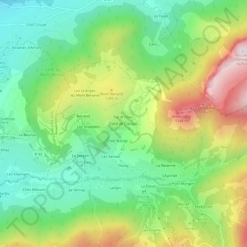 Carte topographique Fond de Creusaz, altitude, relief